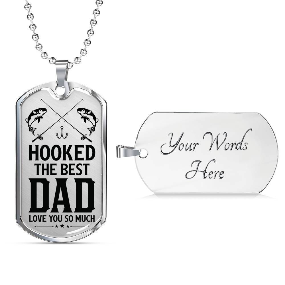 Dad Dog Tag Custom Picture, Father’S Day Dog Tag Hooked The Best Dad Love You So Much Dog Tag Necklace For Dad Father's Day Rakva