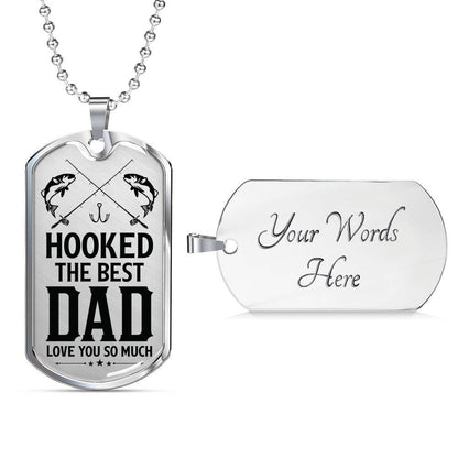 Dad Dog Tag Custom Picture, Father’S Day Dog Tag Hooked The Best Dad Love You So Much Dog Tag Necklace For Dad Father's Day Rakva