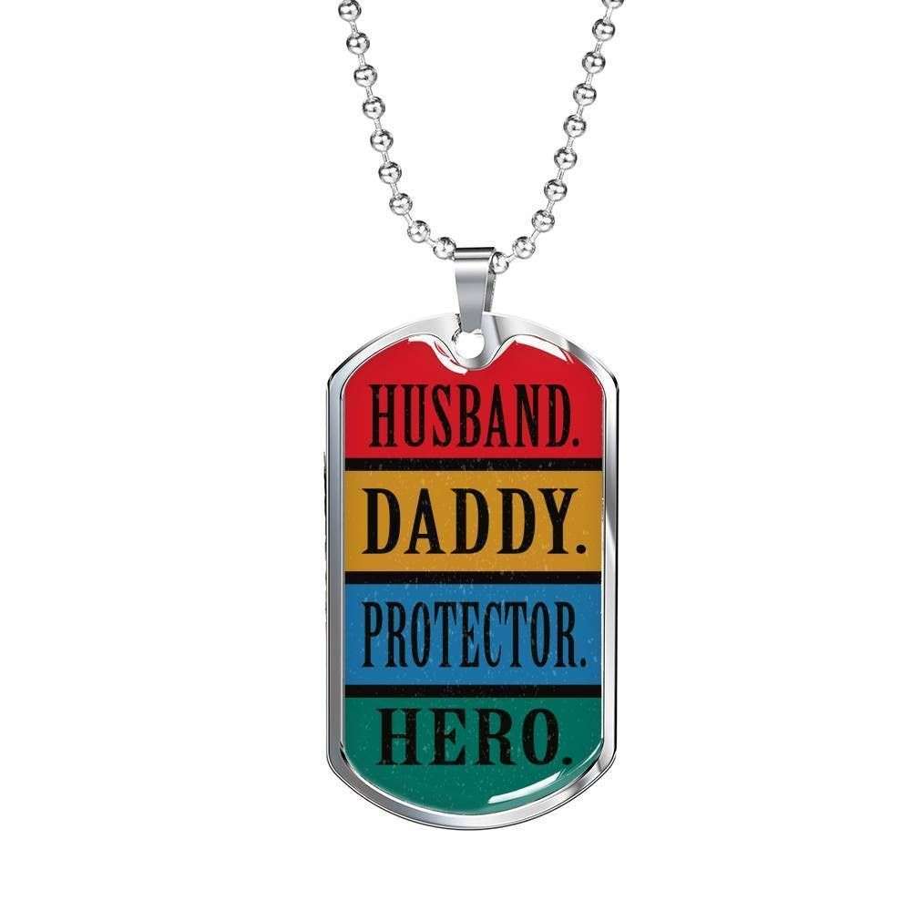 Dad Dog Tag Custom Picture, Father’S Day Dog Tag Husband Daddy Protector Hero Dog Tag Necklace For Dad Father's Day Rakva