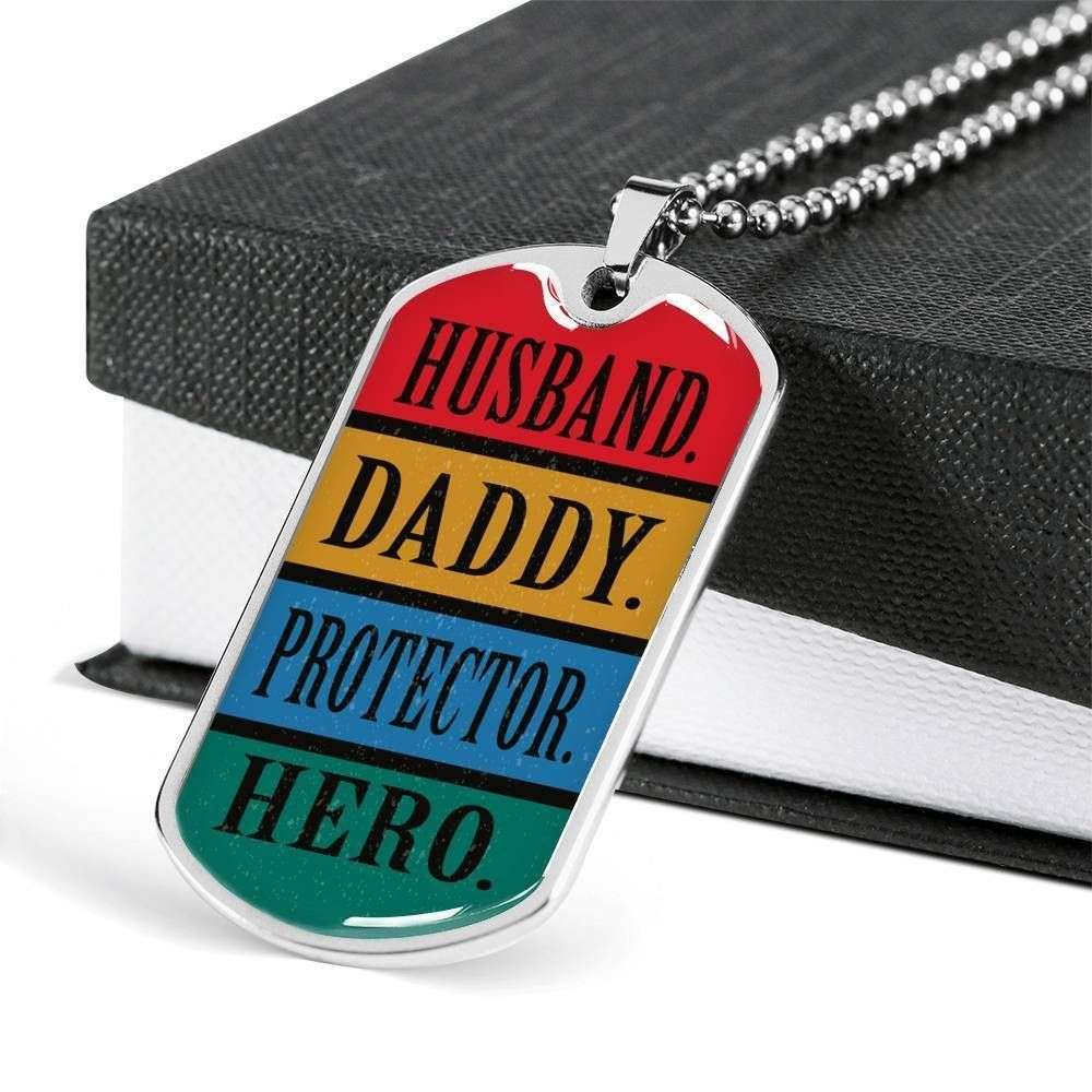 Dad Dog Tag Custom Picture, Father’S Day Dog Tag Husband Daddy Protector Hero Dog Tag Necklace For Dad Father's Day Rakva