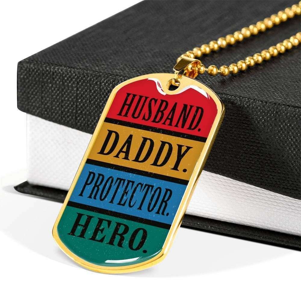 Dad Dog Tag Custom Picture, Father’S Day Dog Tag Husband Daddy Protector Hero Dog Tag Necklace For Dad Father's Day Rakva