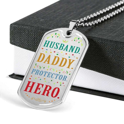 Dad Dog Tag Custom Picture, Father’S Day Dog Tag Husband Daddy Protector Hero Dog Tag Necklace Gift For Men Father's Day Rakva