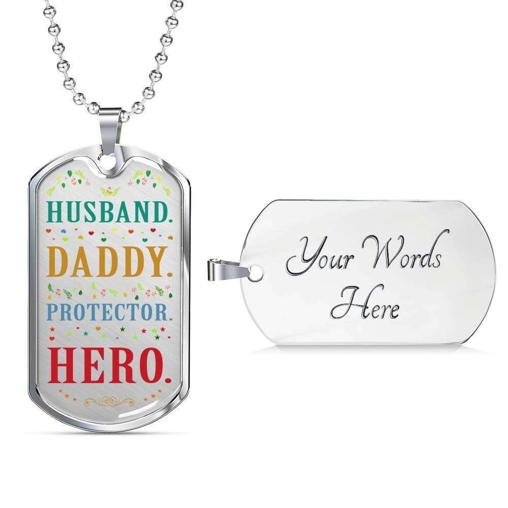 Dad Dog Tag Custom Picture, Father’S Day Dog Tag Husband Daddy Protector Hero Dog Tag Necklace Gift For Men Father's Day Rakva