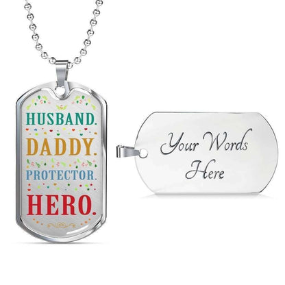 Dad Dog Tag Custom Picture, Father’S Day Dog Tag Husband Daddy Protector Hero Dog Tag Necklace Gift For Men Father's Day Rakva