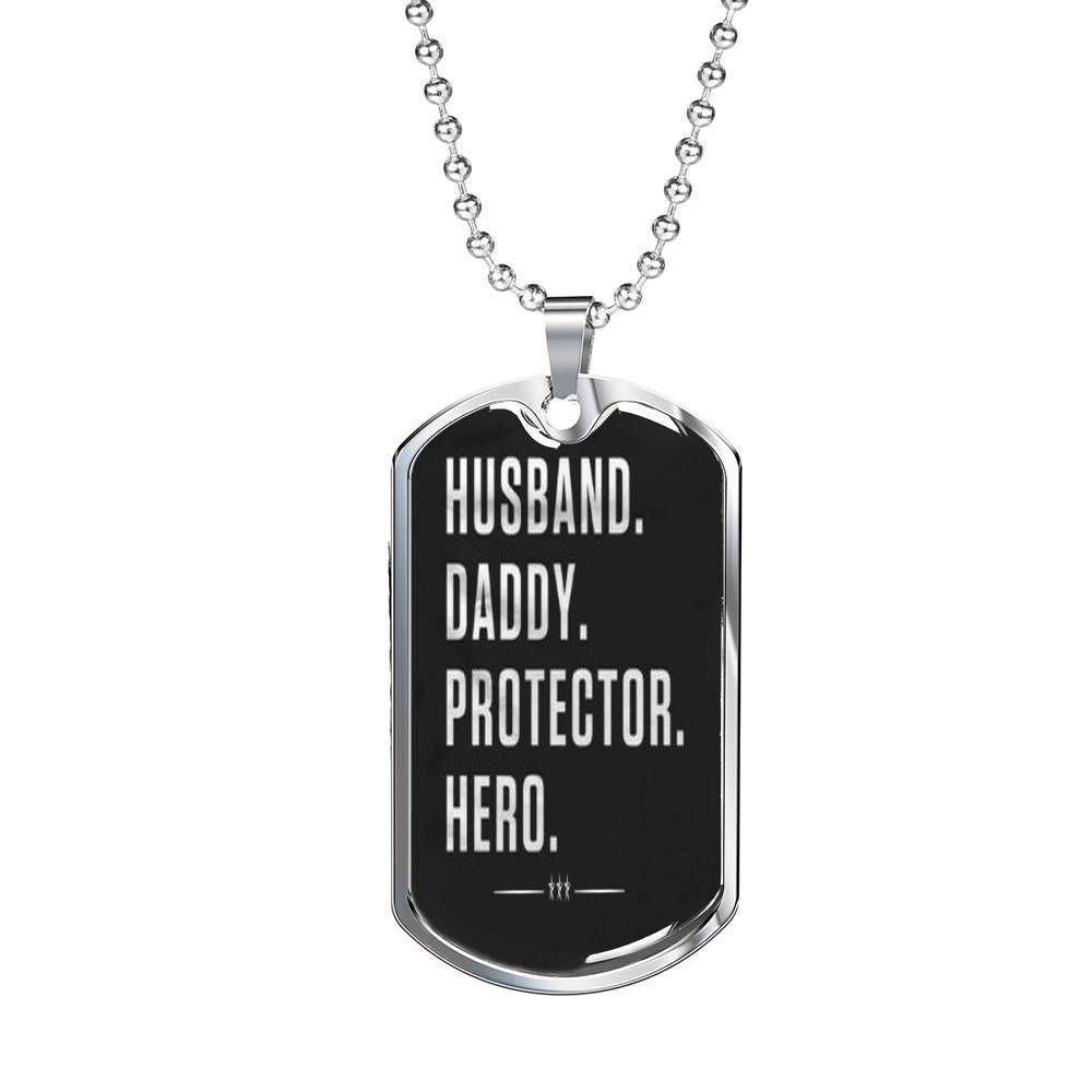Dad Dog Tag Custom Picture, Father’S Day Dog Tag Husband Daddy Protector Hero Dog Tag Necklace Gifts For Him Father's Day Rakva