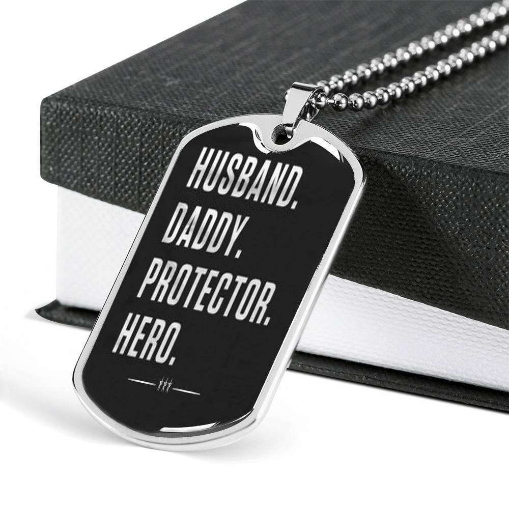 Dad Dog Tag Custom Picture, Father’S Day Dog Tag Husband Daddy Protector Hero Dog Tag Necklace Gifts For Him Father's Day Rakva