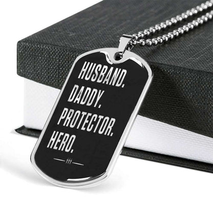 Dad Dog Tag Custom Picture, Father’S Day Dog Tag Husband Daddy Protector Hero Dog Tag Necklace Gifts For Him Father's Day Rakva
