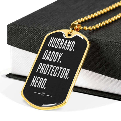 Dad Dog Tag Custom Picture, Father’S Day Dog Tag Husband Daddy Protector Hero Dog Tag Necklace Gifts For Him Father's Day Rakva