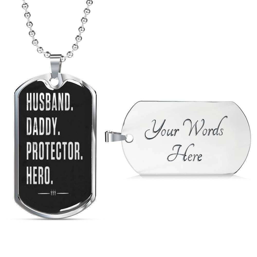 Dad Dog Tag Custom Picture, Father’S Day Dog Tag Husband Daddy Protector Hero Dog Tag Necklace Gifts For Him Father's Day Rakva