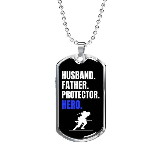 Dad Dog Tag Custom Picture, Father’S Day Dog Tag Husband Father Protector Hero Dog Tag Necklace For Dad Father's Day Rakva