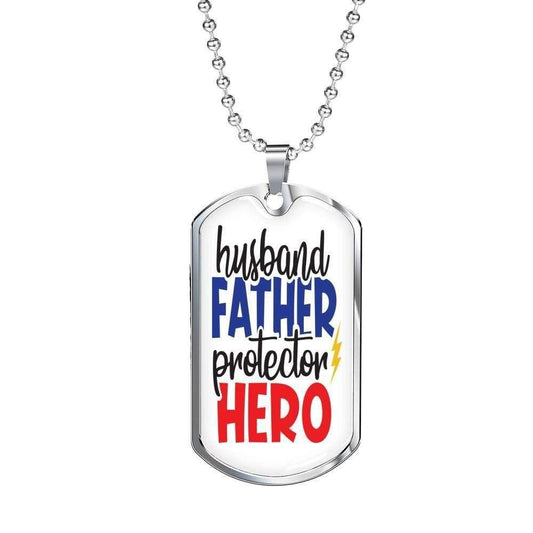 Dad Dog Tag Custom Picture, Father’S Day Dog Tag Husband Father Protector Hero Father’S Day Dog Tag Dog Tag Necklace Father's Day Rakva