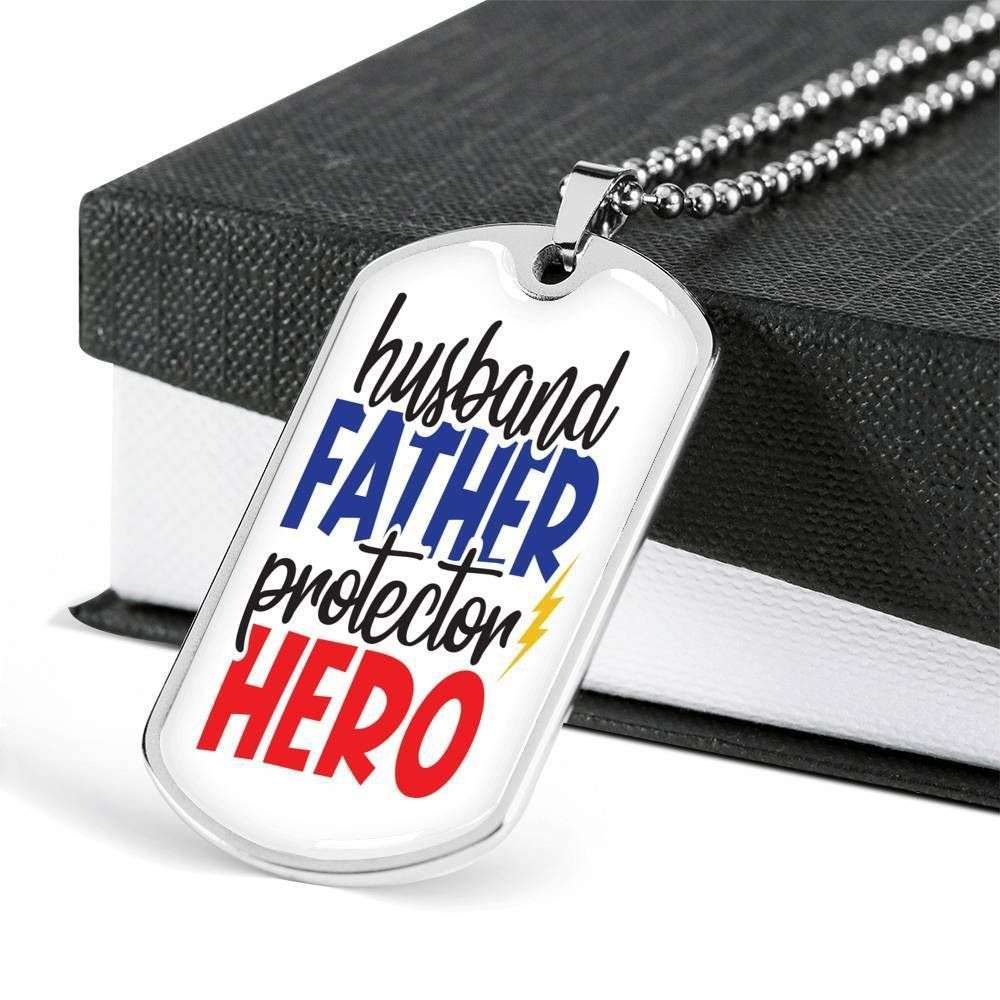 Dad Dog Tag Custom Picture, Father’S Day Dog Tag Husband Father Protector Hero Father’S Day Dog Tag Dog Tag Necklace Father's Day Rakva