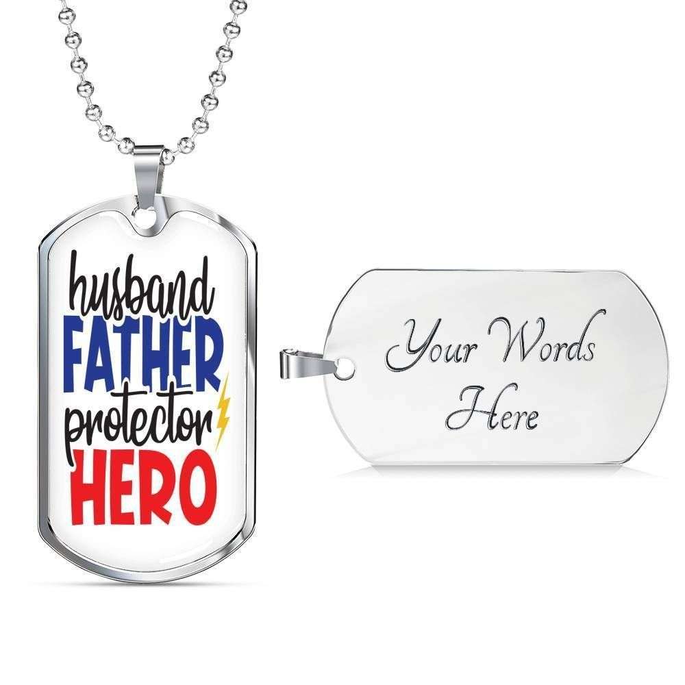 Dad Dog Tag Custom Picture, Father’S Day Dog Tag Husband Father Protector Hero Father’S Day Dog Tag Dog Tag Necklace Father's Day Rakva