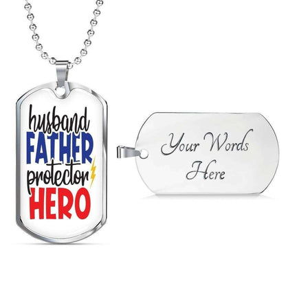 Dad Dog Tag Custom Picture, Father’S Day Dog Tag Husband Father Protector Hero Father’S Day Dog Tag Dog Tag Necklace Father's Day Rakva