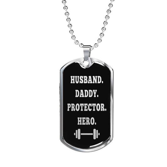 Dad Dog Tag Custom Picture, Father’S Day Dog Tag Husband Protector Hero Dog Tag Necklace Gift For Men Father's Day Rakva