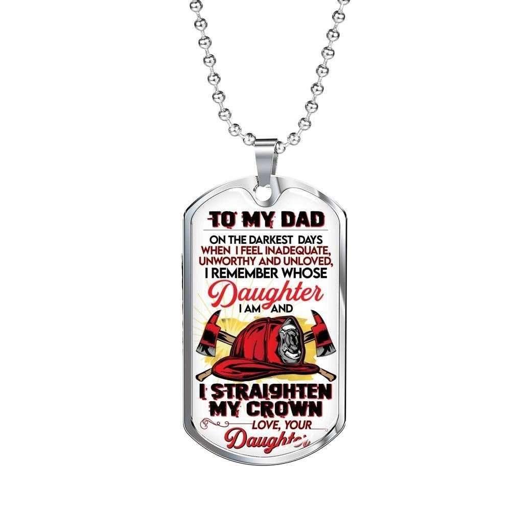 Dad Dog Tag Custom Picture, Father’S Day Dog Tag I Am And I Straighten My Crown Dog Tag Necklace For Dad Father's Day Rakva