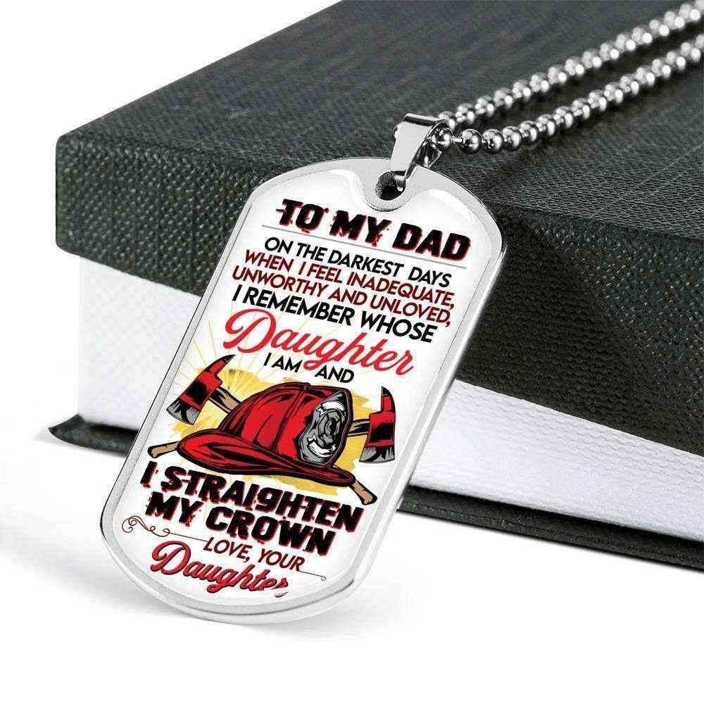 Dad Dog Tag Custom Picture, Father’S Day Dog Tag I Am And I Straighten My Crown Dog Tag Necklace For Dad Father's Day Rakva