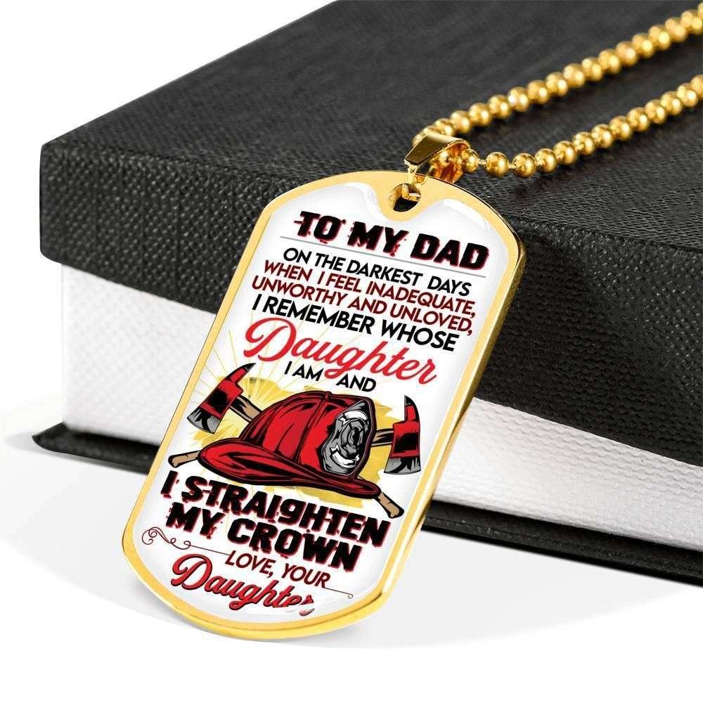 Dad Dog Tag Custom Picture, Father’S Day Dog Tag I Am And I Straighten My Crown Dog Tag Necklace For Dad Father's Day Rakva