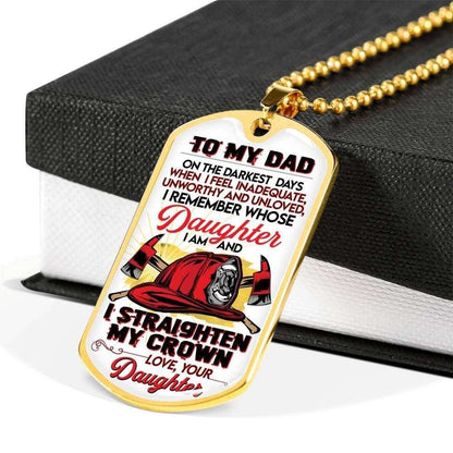 Dad Dog Tag Custom Picture, Father’S Day Dog Tag I Am And I Straighten My Crown Dog Tag Necklace For Dad Father's Day Rakva