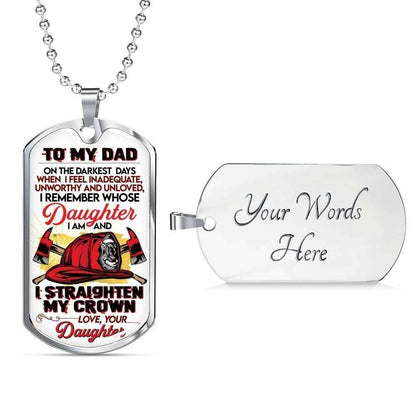 Dad Dog Tag Custom Picture, Father’S Day Dog Tag I Am And I Straighten My Crown Dog Tag Necklace For Dad Father's Day Rakva