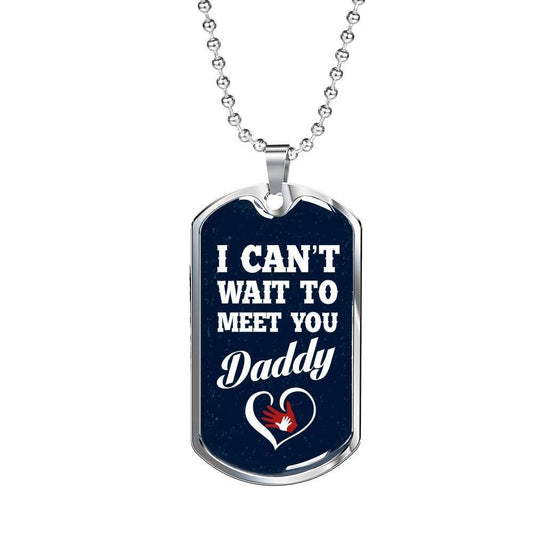 Dad Dog Tag Custom Picture, Father’S Day Dog Tag I Can’T Wait To Meet You Daddy Dog Tag Necklace For Dad Father's Day Rakva