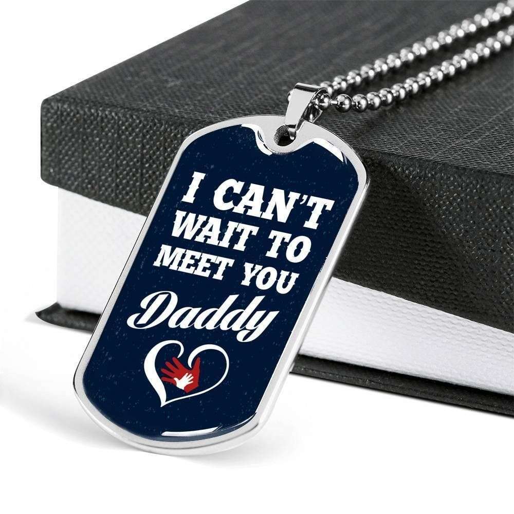 Dad Dog Tag Custom Picture, Father’S Day Dog Tag I Can’T Wait To Meet You Daddy Dog Tag Necklace For Dad Father's Day Rakva