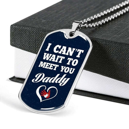 Dad Dog Tag Custom Picture, Father’S Day Dog Tag I Can’T Wait To Meet You Daddy Dog Tag Necklace For Dad Father's Day Rakva