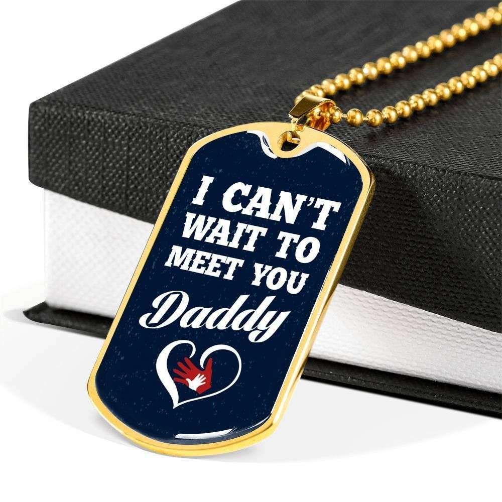 Dad Dog Tag Custom Picture, Father’S Day Dog Tag I Can’T Wait To Meet You Daddy Dog Tag Necklace For Dad Father's Day Rakva