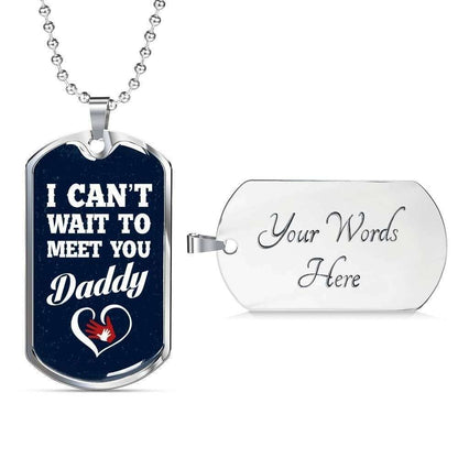 Dad Dog Tag Custom Picture, Father’S Day Dog Tag I Can’T Wait To Meet You Daddy Dog Tag Necklace For Dad Father's Day Rakva