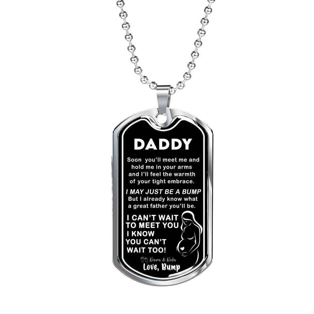 Dad Dog Tag Custom Picture, Father’S Day Dog Tag I Can’T Wait To Meet You Dog Tag Necklace For Daddy Father's Day Rakva