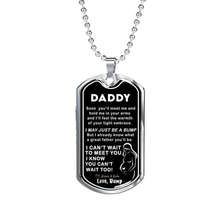 Dad Dog Tag Custom Picture, Father’S Day Dog Tag I Can’T Wait To Meet You Dog Tag Necklace For Daddy Father's Day Rakva