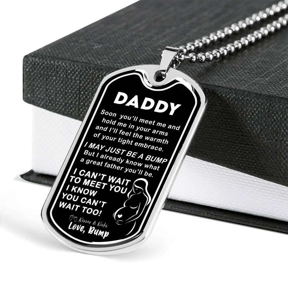 Dad Dog Tag Custom Picture, Father’S Day Dog Tag I Can’T Wait To Meet You Dog Tag Necklace For Daddy Father's Day Rakva