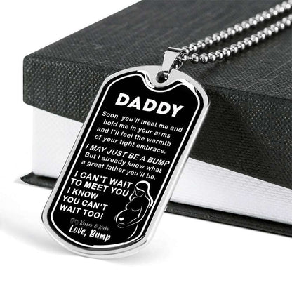 Dad Dog Tag Custom Picture, Father’S Day Dog Tag I Can’T Wait To Meet You Dog Tag Necklace For Daddy Father's Day Rakva