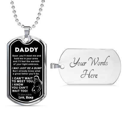 Dad Dog Tag Custom Picture, Father’S Day Dog Tag I Can’T Wait To Meet You Dog Tag Necklace For Daddy Father's Day Rakva
