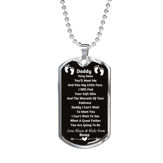 Dad Dog Tag Custom Picture, Father’S Day Dog Tag I Can’T Wait To Meet You Dog Tag Necklace Gift For Daddy Father's Day Rakva
