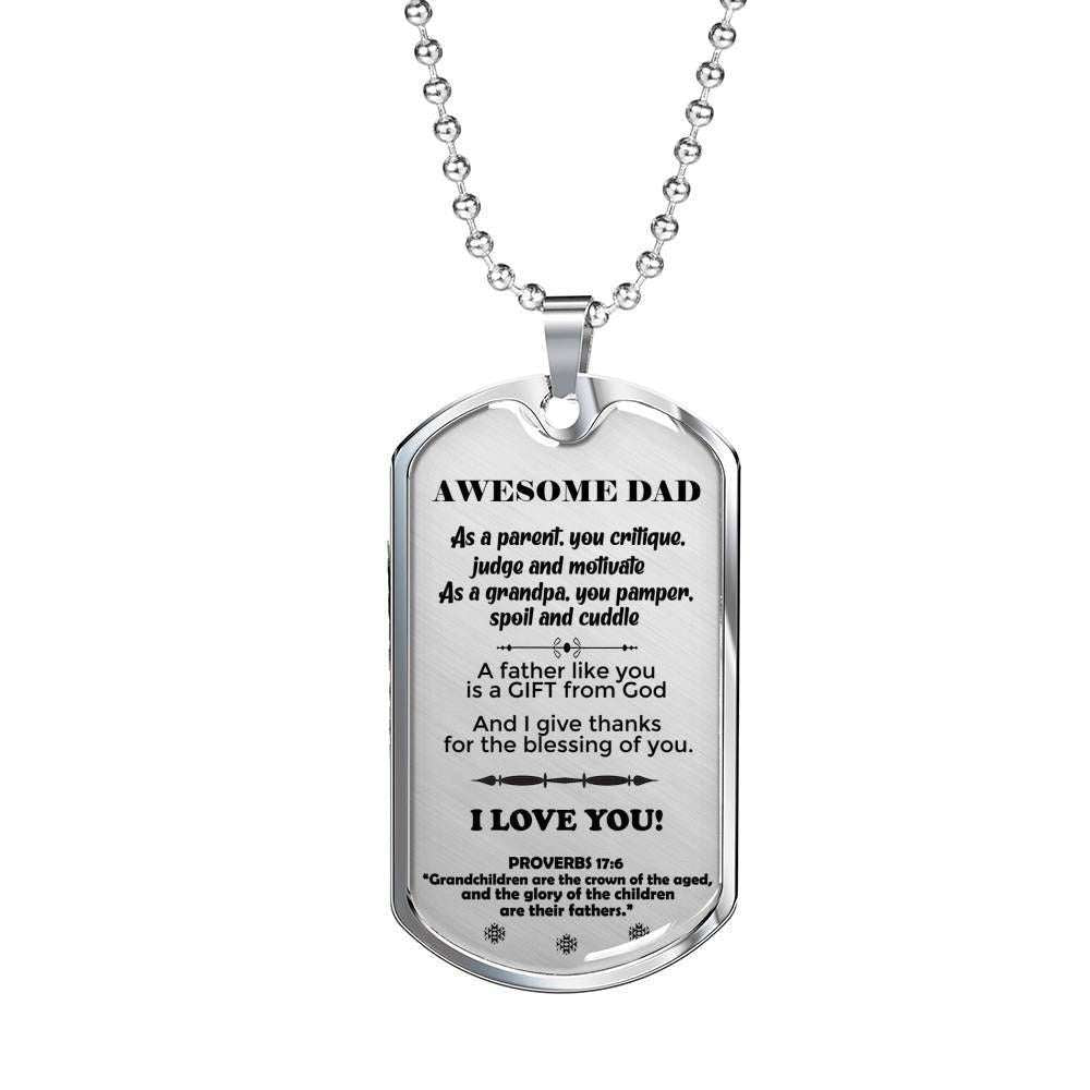 Dad Dog Tag Custom Picture, Father’S Day Dog Tag I Give Thanks For Blessing Of You Dog Tag Necklace For Awesome Dad Father's Day Rakva