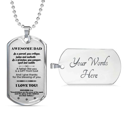 Dad Dog Tag Custom Picture, Father’S Day Dog Tag I Give Thanks For Blessing Of You Dog Tag Necklace For Awesome Dad Father's Day Rakva