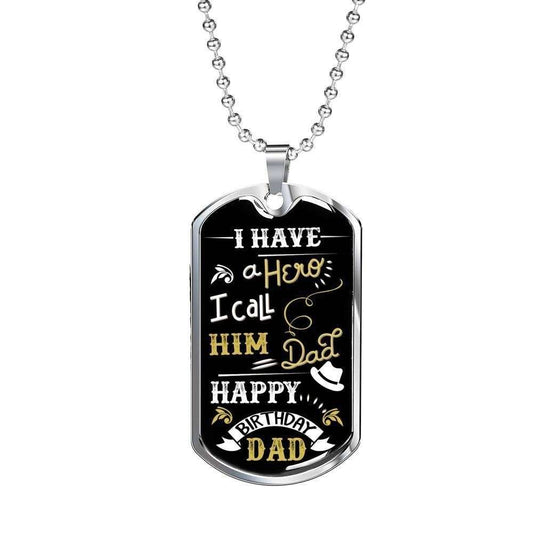 Dad Dog Tag Custom Picture, Father’S Day Dog Tag I Have A Hero Dad Birthday Giving Dad Dog Tag Necklace Father's Day Rakva