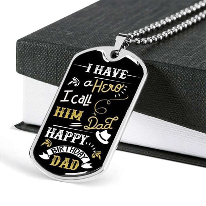 Dad Dog Tag Custom Picture, Father’S Day Dog Tag I Have A Hero Dad Birthday Giving Dad Dog Tag Necklace Father's Day Rakva