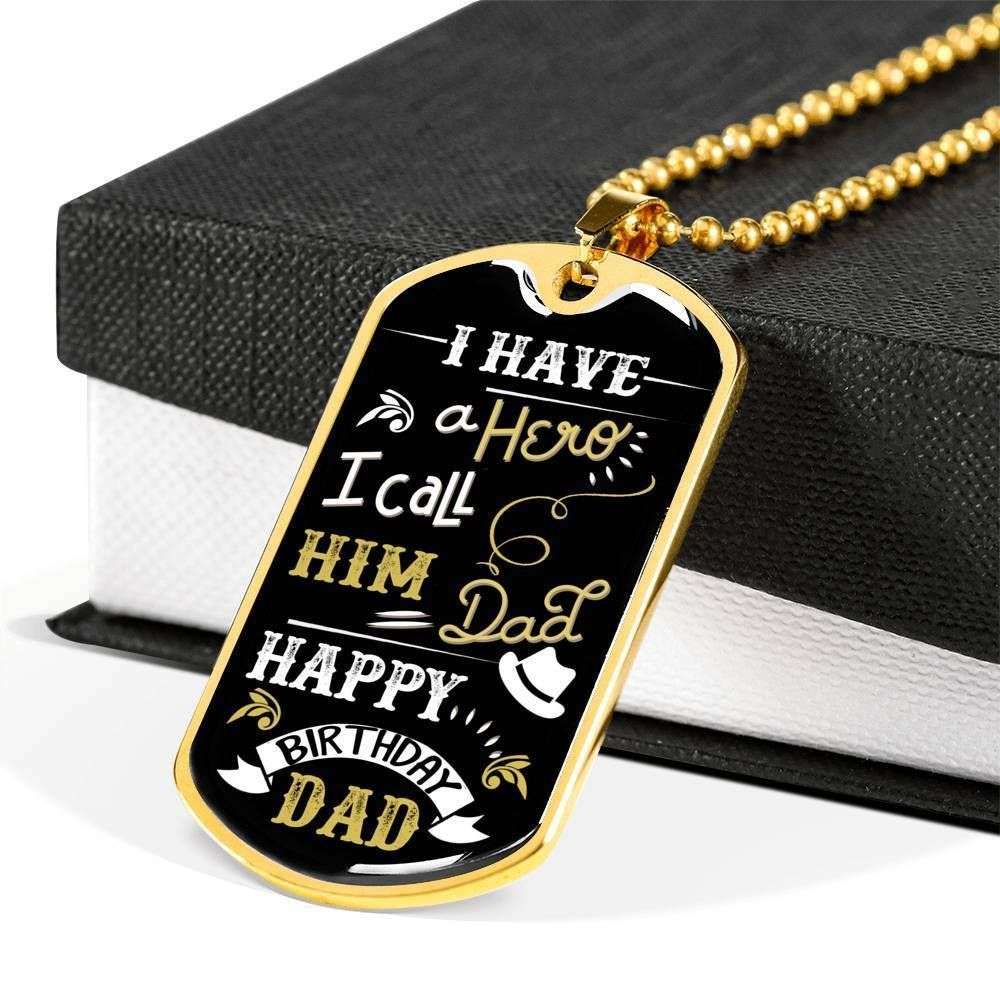 Dad Dog Tag Custom Picture, Father’S Day Dog Tag I Have A Hero Dad Birthday Giving Dad Dog Tag Necklace Father's Day Rakva