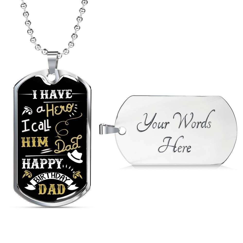 Dad Dog Tag Custom Picture, Father’S Day Dog Tag I Have A Hero Dad Birthday Giving Dad Dog Tag Necklace Father's Day Rakva