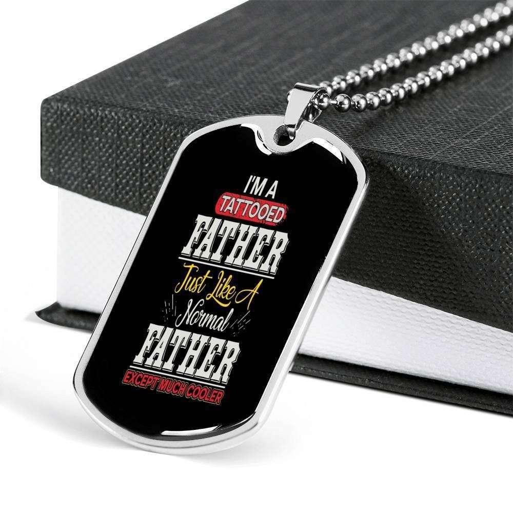 Dad Dog Tag Custom Picture, Father’S Day Dog Tag I’M A Tattooed Father Dog Tag Necklace Father's Day Rakva