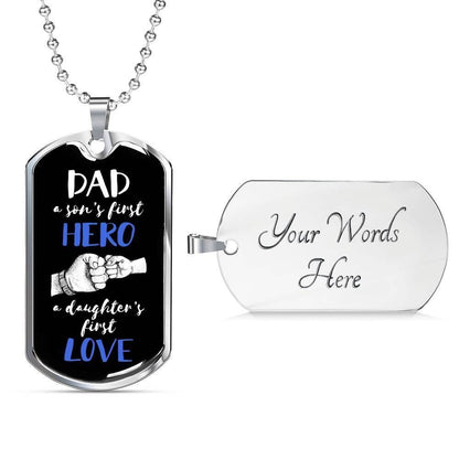 Dad Dog Tag Custom Picture Father’S Day, Dog Tag Necklace Gift For Dad Son’S First Hero Daughter’S First Love Father's Day Rakva