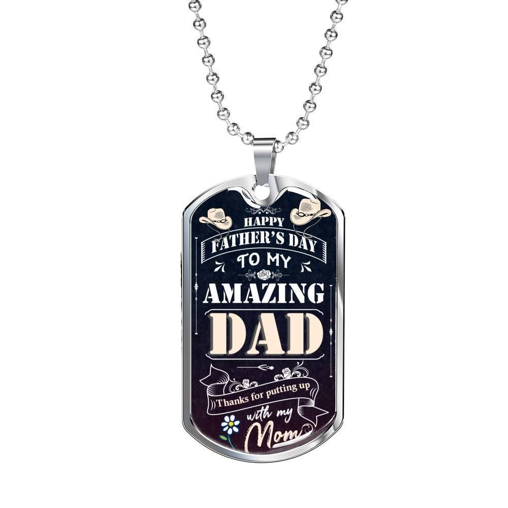 Dad Dog Tag Custom Picture Father’S Day, Dog Tag Necklace Gift For Dad Thanks For Putting Up With My Mom Father's Day Rakva