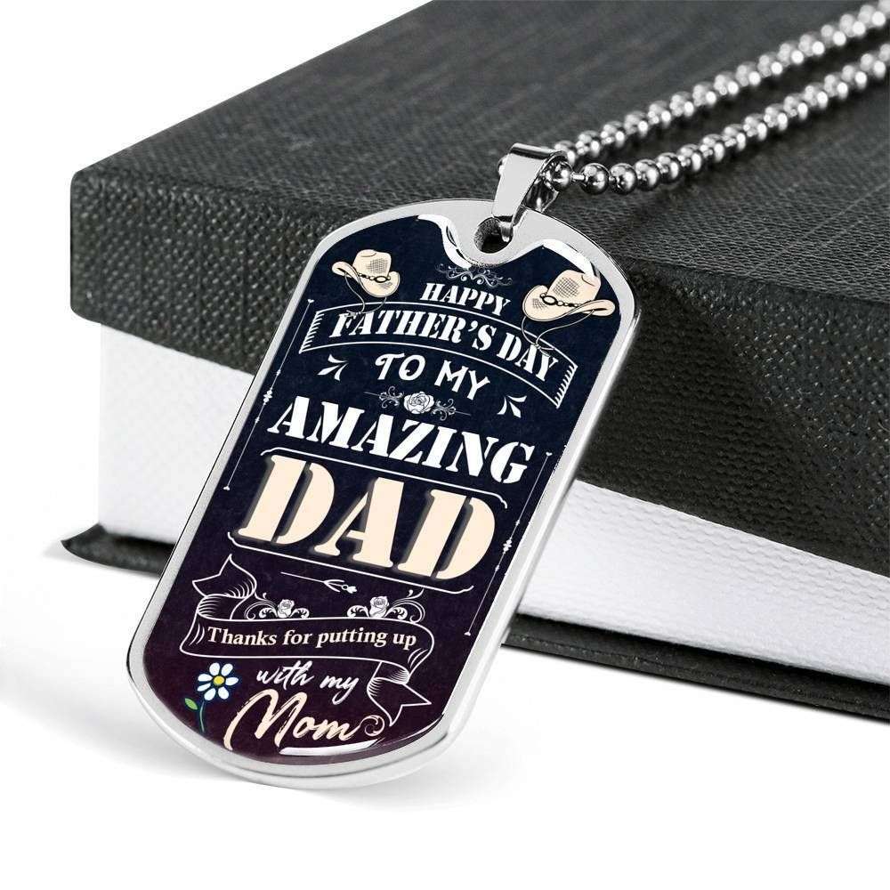Dad Dog Tag Custom Picture Father’S Day, Dog Tag Necklace Gift For Dad Thanks For Putting Up With My Mom Father's Day Rakva