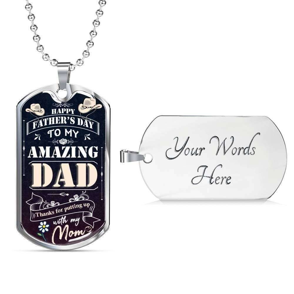 Dad Dog Tag Custom Picture Father’S Day, Dog Tag Necklace Gift For Dad Thanks For Putting Up With My Mom Father's Day Rakva