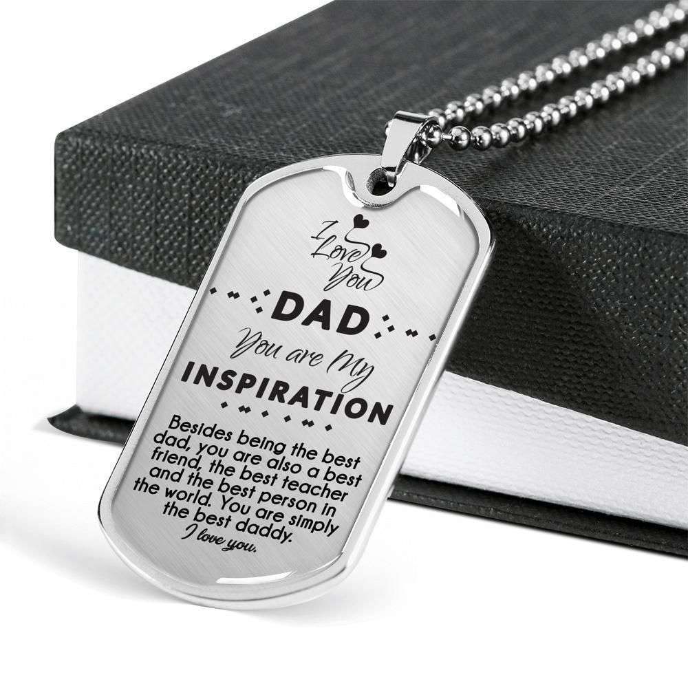 Dad Dog Tag Custom Picture Father’S Day, Dog Tag Necklace Gift For Dad You Are My Inspiration Father's Day Rakva