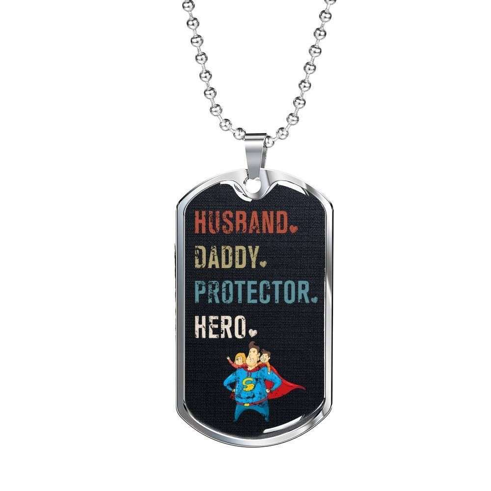 Dad Dog Tag Custom Picture Father’S Day, Dog Tag Necklace Gift For Men Husband Daddy Protector Hero Father's Day Rakva