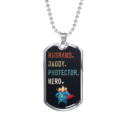 Dad Dog Tag Custom Picture Father’S Day, Dog Tag Necklace Gift For Men Husband Daddy Protector Hero Father's Day Rakva