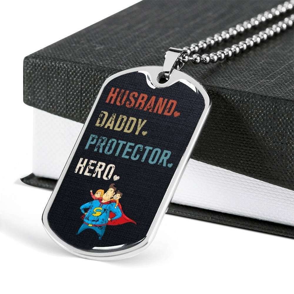 Dad Dog Tag Custom Picture Father’S Day, Dog Tag Necklace Gift For Men Husband Daddy Protector Hero Father's Day Rakva